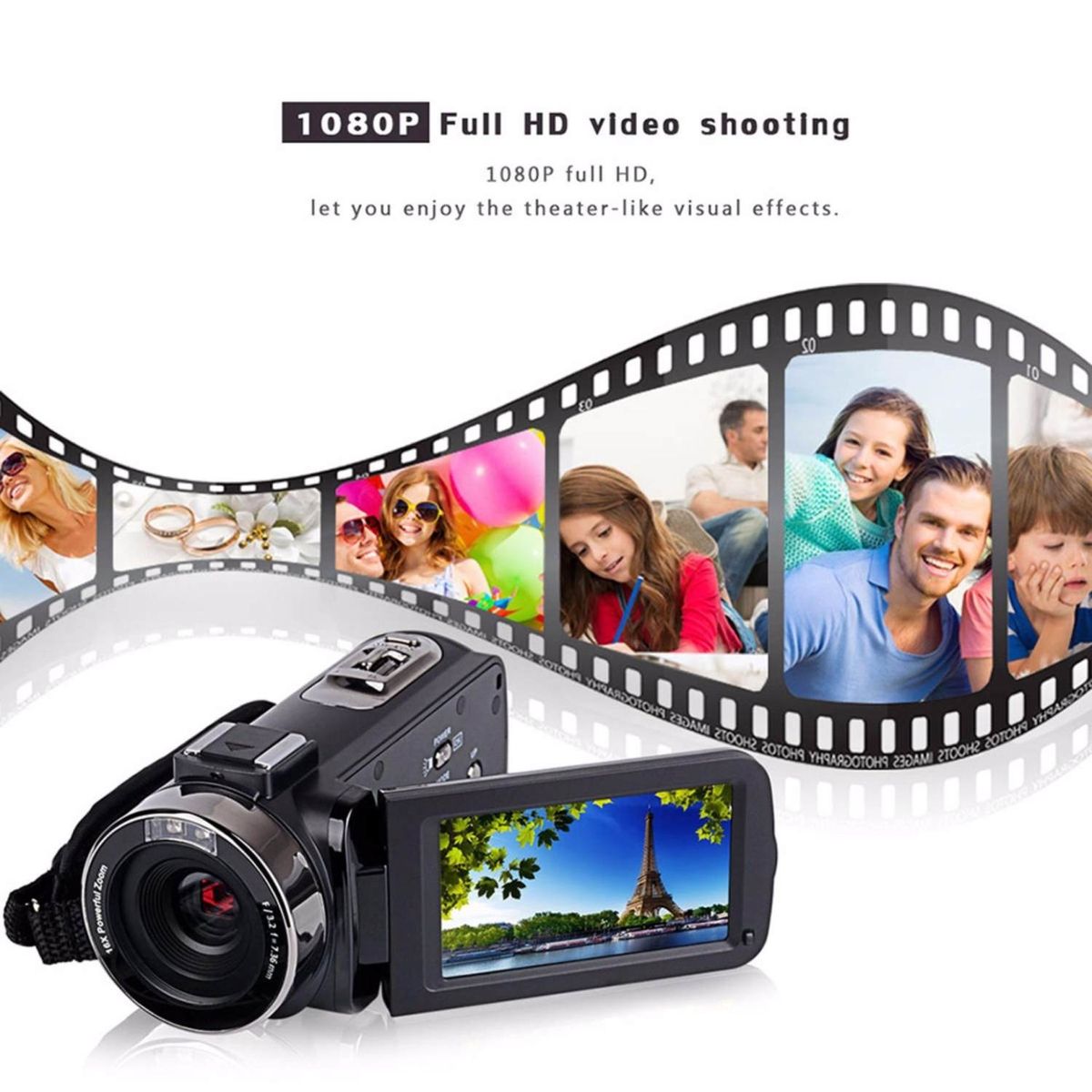 LEBAIQI 24 Megapixels 16X Zoom Full HD 1920*1080P Digital Video Camcorder Portable 270 Degree Rotation Touch Screen Camera With Nightshot Function. Remote Control And A Stereo Microphone DVR104H