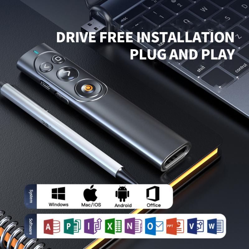 2.4ghz Wireless Presenter Remote Control Electronic Accessories Multi-function Ppt Page-turning Remote Control Pen Type-c Socket