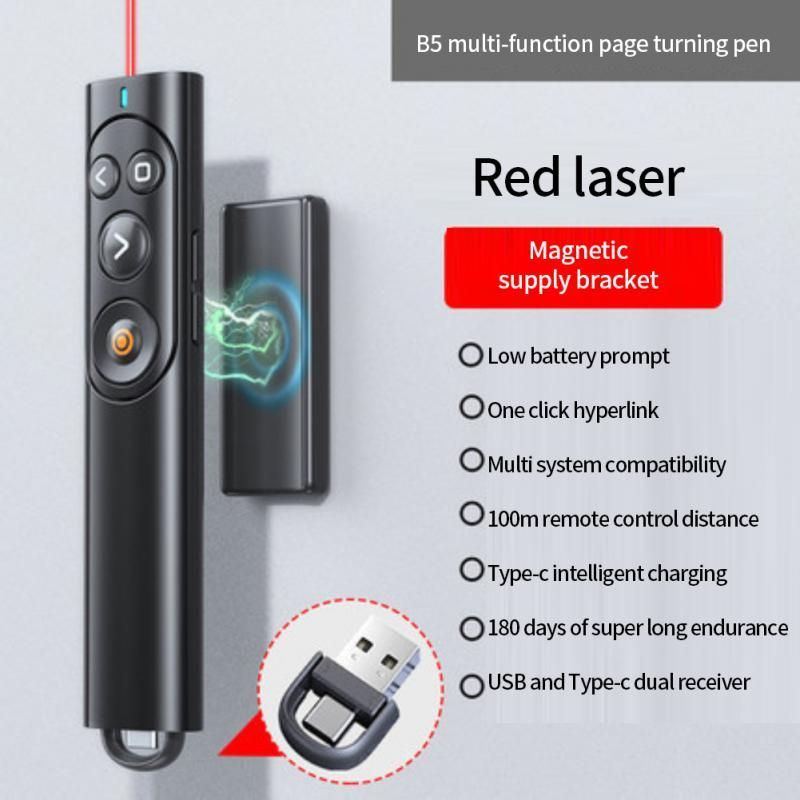 2.4ghz Wireless Presenter Remote Control Electronic Accessories Multi-function Ppt Page-turning Remote Control Pen Type-c Socket