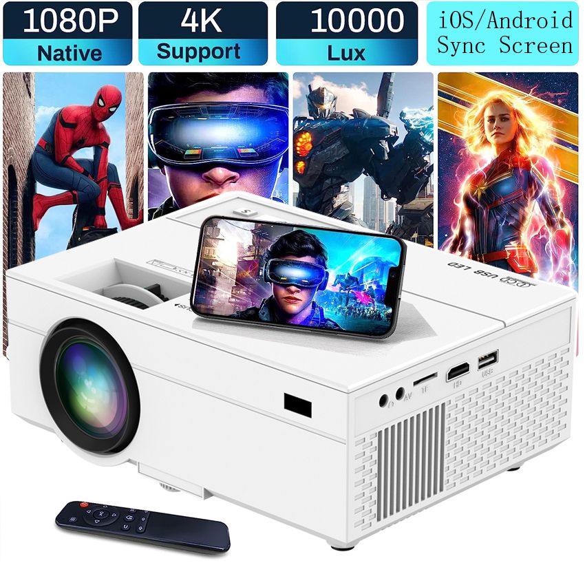 1080P HD Projector Multimedia Projector(Upgraded Version)