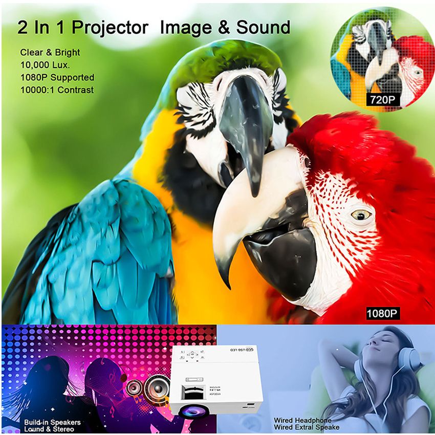 1080P HD Projector Multimedia Projector(Upgraded Version)