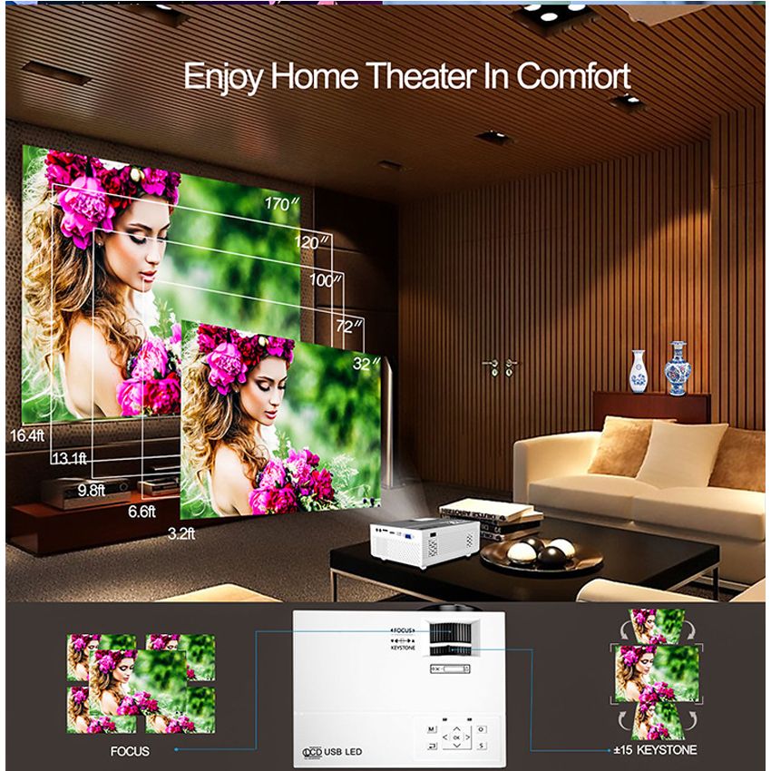 1080P HD Projector Multimedia Projector(Upgraded Version)