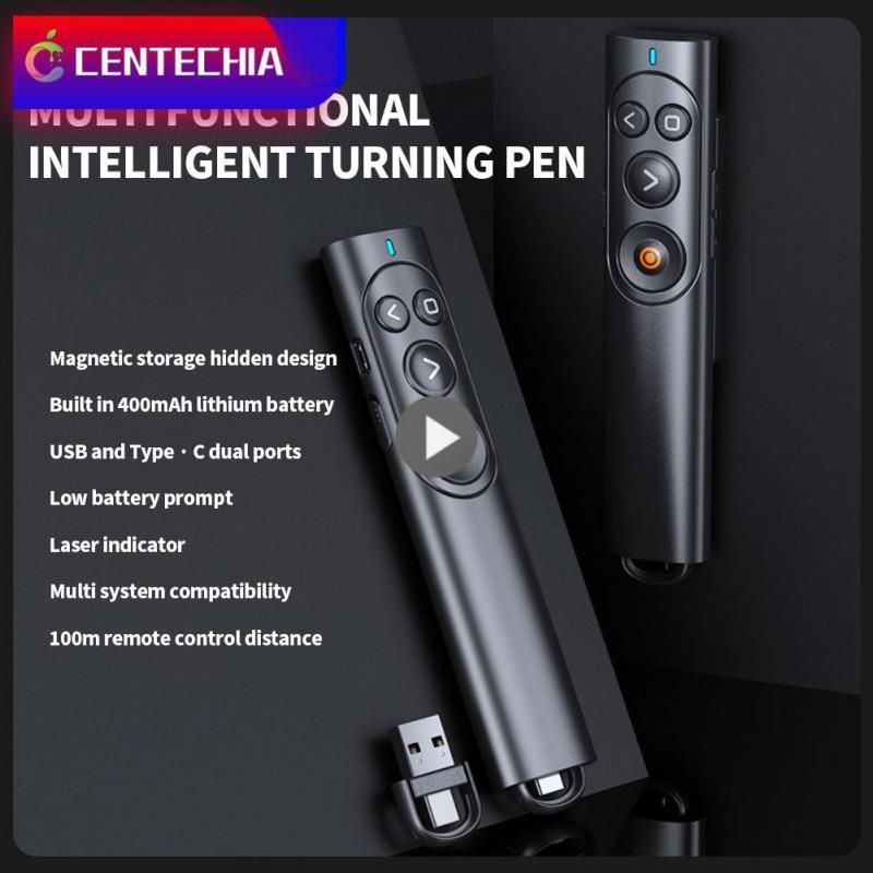 For /win/computer/laptop Multi-function 2.4ghz Wireless Presenter Remote Control Type-c Socket Usb Charging Flip Pen