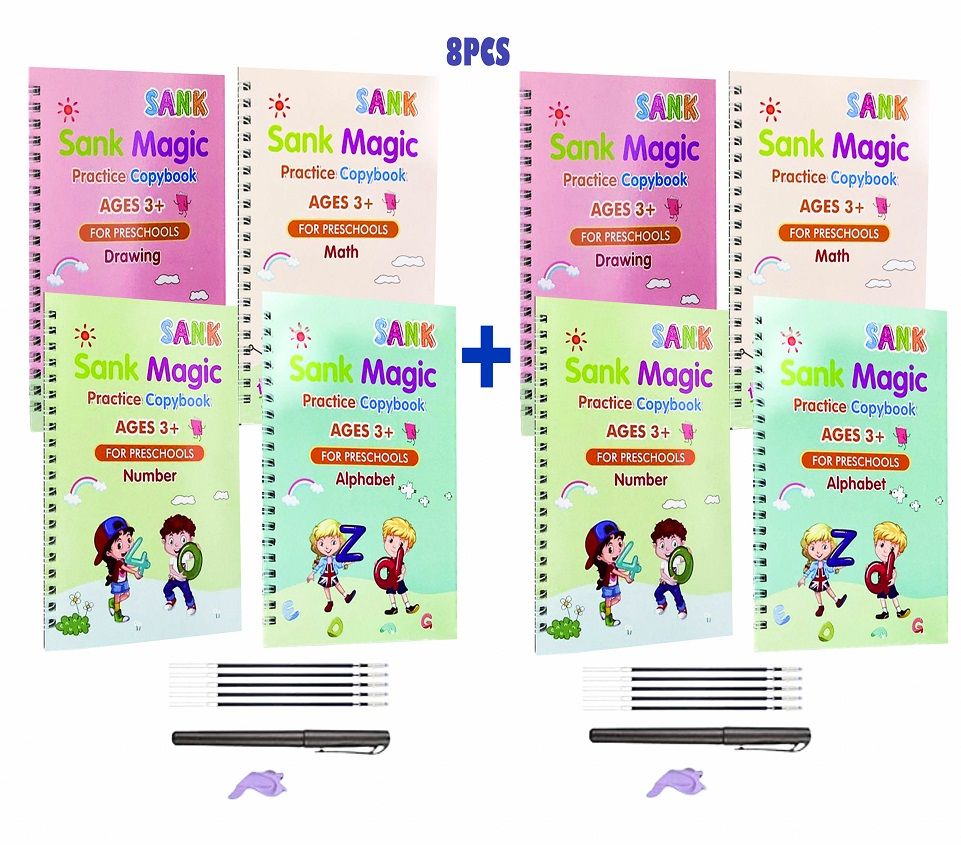 8PCS - Sank Magic Kids Reusable Calligraphy Practice Book