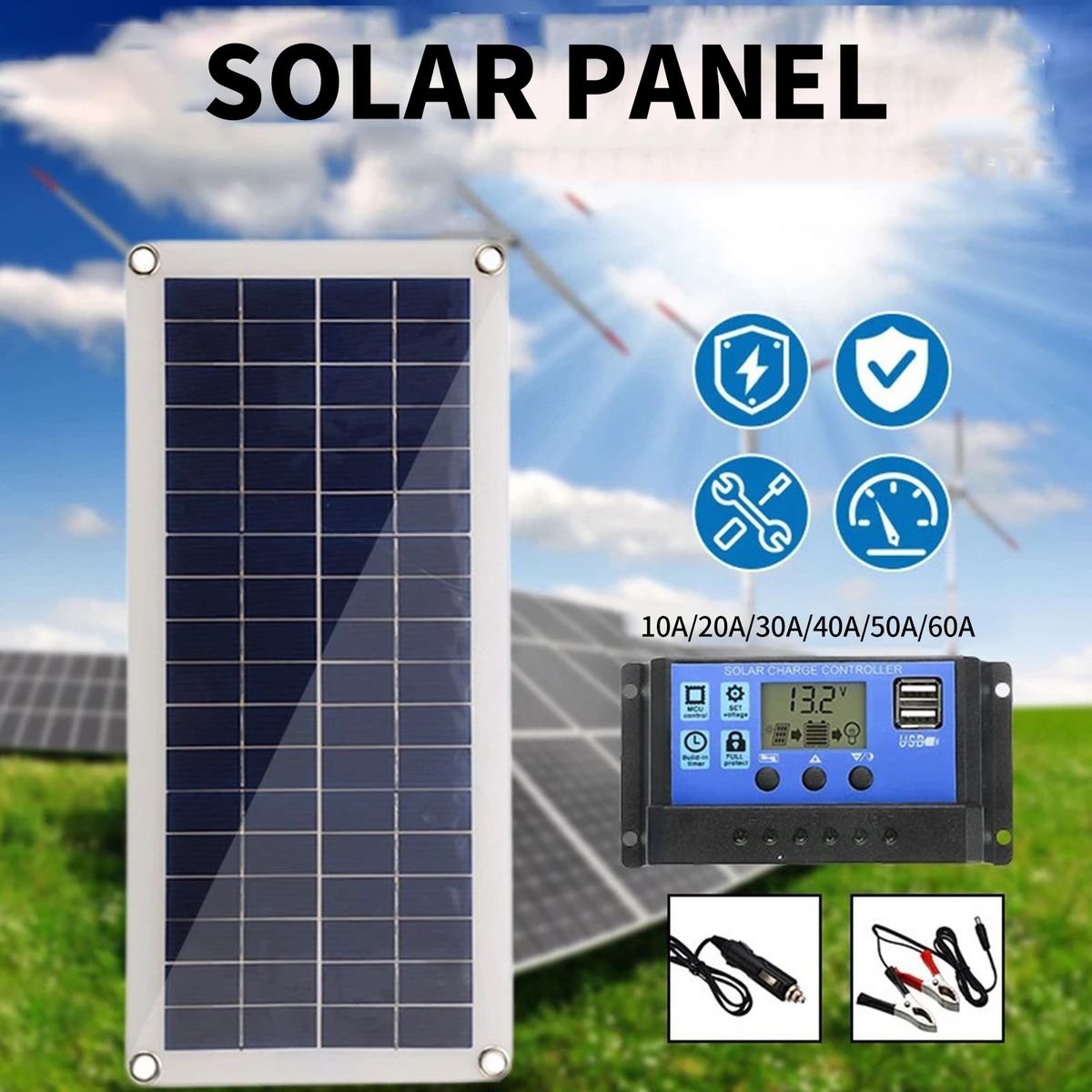 50A 12V 300W Solar Panel Kit With Controller Solar Cells