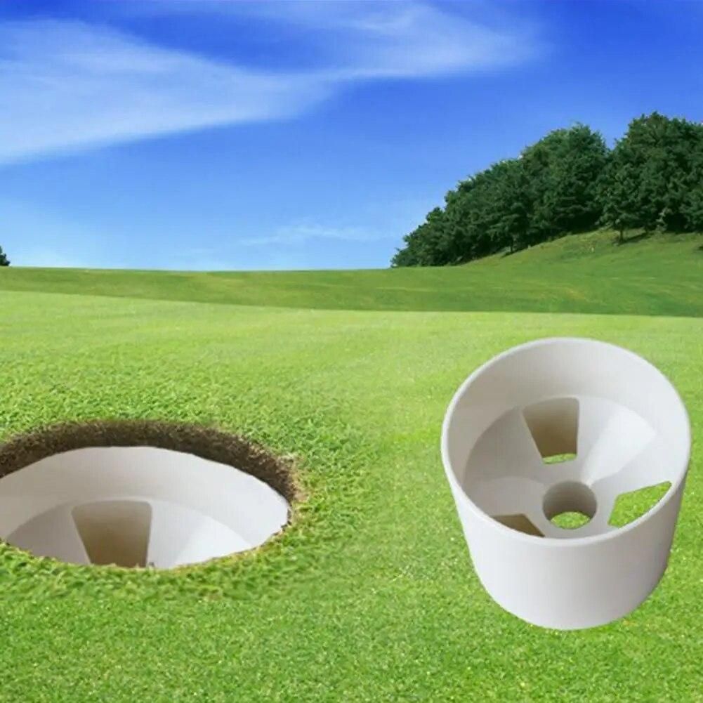 HobbyLane Golf Putting Green Backyard Plastic Practice Hole Cup Flag Stick Flag Stick Pitch Golf Equipment White