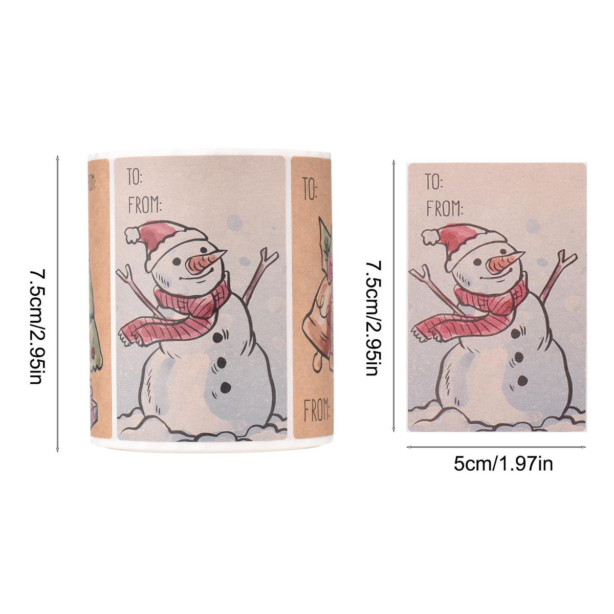 250 Pieces Christmas Kraft Stickers Adhesive Christmas Present Tags 6 Styles Gifts Name Stickers Rectangular Xmas Tag Decorations for Cups Bottles Boxes Christmas School Office Supplies