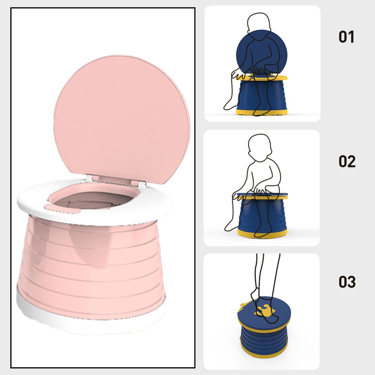 Travel Children Folding Toilet Seat Toddler Baby Potty Pink