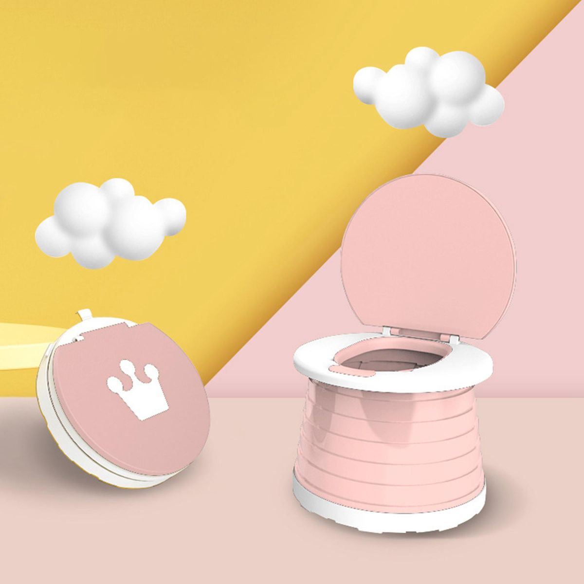 Travel Children Folding Toilet Seat Toddler Baby Potty Pink