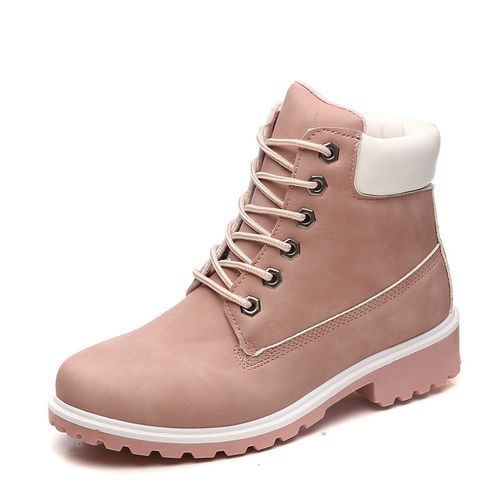 Women Shoes Martin Boots Shoes Ladies Shoes PU Leather Boots Pink