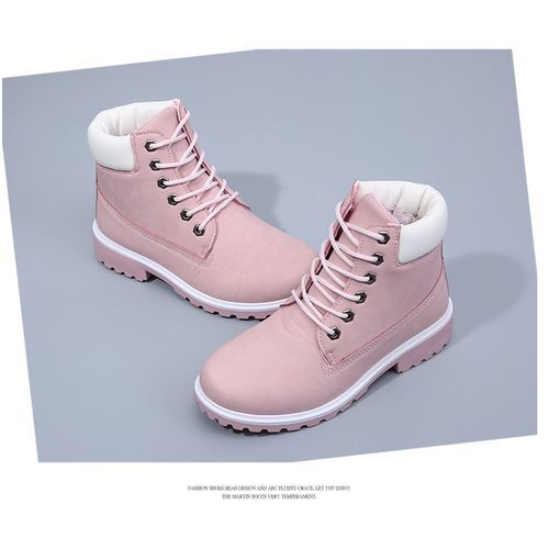 Women Shoes Martin Boots Shoes Ladies Shoes PU Leather Boots Pink