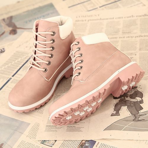 Women Shoes Martin Boots Shoes Ladies Shoes PU Leather Boots Pink