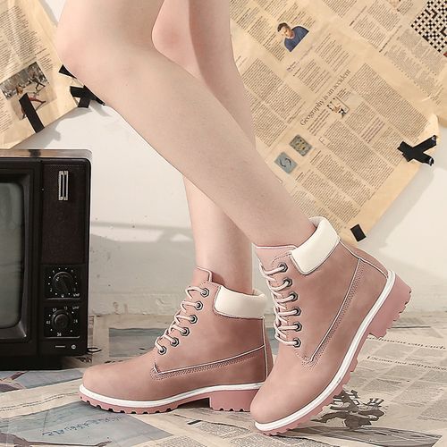 Women Shoes Martin Boots Shoes Ladies Shoes PU Leather Boots Pink