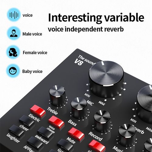 Microphone With V8 BM800 Sound Card Kit, Condenser Support, USB, Bluetooth, For Studio Recording, Professional Karaoke