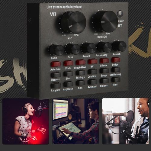 Microphone With V8 BM800 Sound Card Kit, Condenser Support, USB, Bluetooth, For Studio Recording, Professional Karaoke