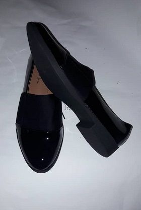 Women Patent Leather Flat Shoe -Blak