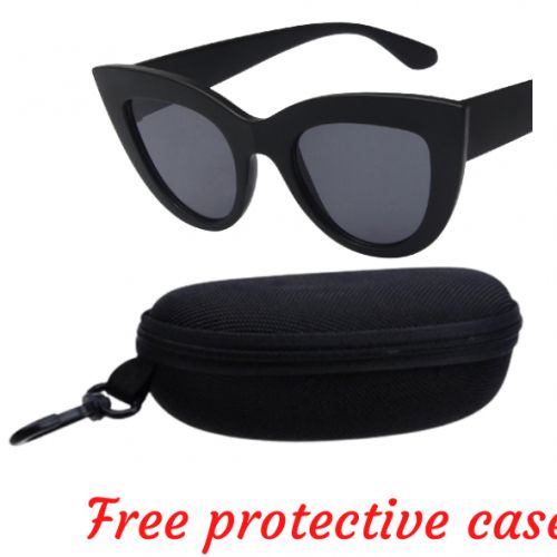 Lovely Fashion Sunglasses + Free Case - Black