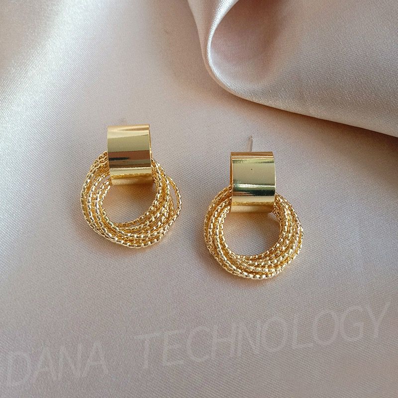 E001 Hot Fashion Metal Element Geometric Earrings-Gold-like