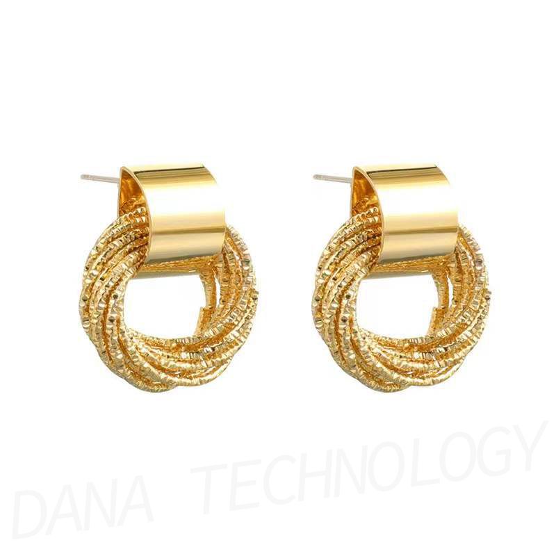 E001 Hot Fashion Metal Element Geometric Earrings-Gold-like