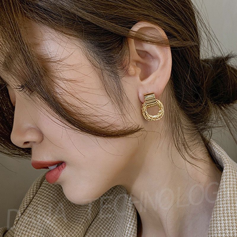 E001 Hot Fashion Metal Element Geometric Earrings-Gold-like
