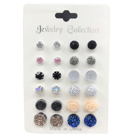 Set Of 12 Pairs Lovely Mix Different Shape Stud Earrings