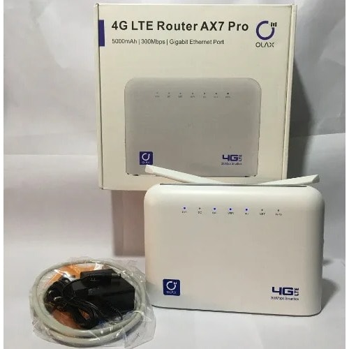 Olax 4G Lte 300 Mbps Universal Router With 5 Hours Inbuilt Battery - 2 Antennas & 4 Lan Po
