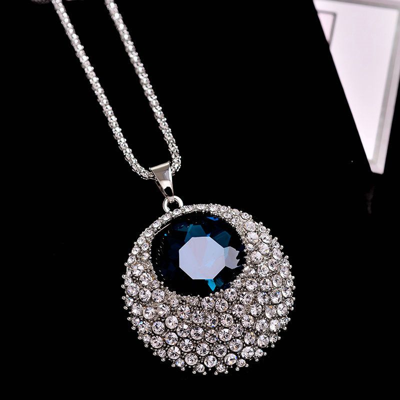 Modern And Trendy Women Artificial Crystal Versatile Long Necklace Sweater Chain