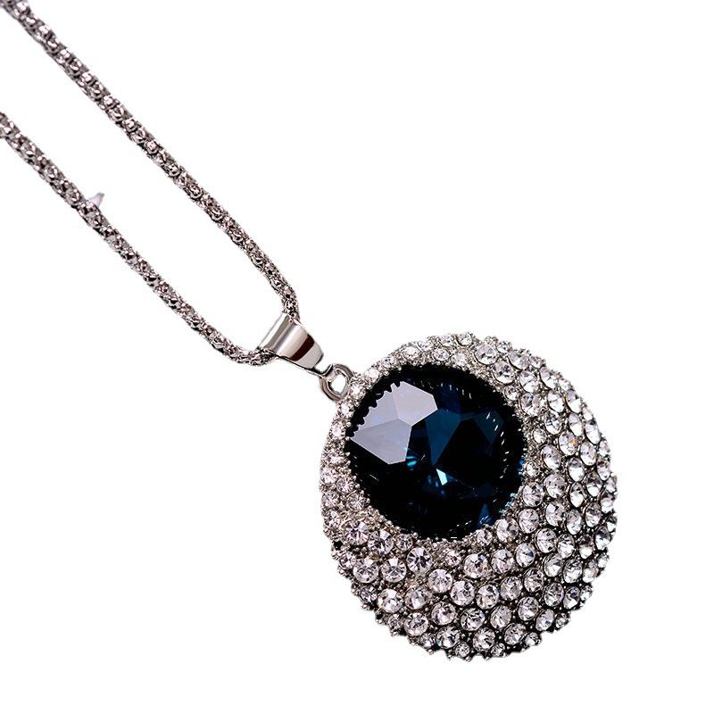 Modern And Trendy Women Artificial Crystal Versatile Long Necklace Sweater Chain
