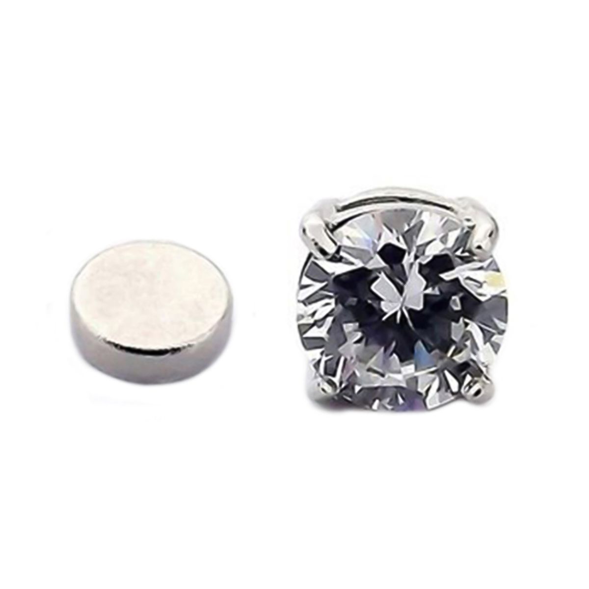Earrings 4 Claws Design Non-Piercing Alloy Magnet Rhinestone Inlaid Ear Stud For Party
