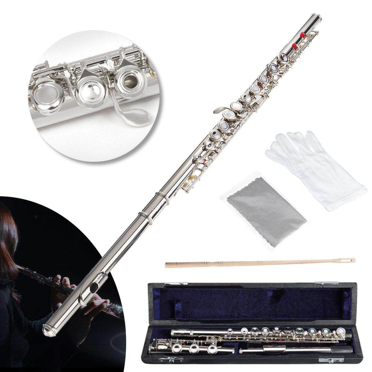 Professional New Silver 17 Open Hole Flute Offset G Key B Foot Split E With Case