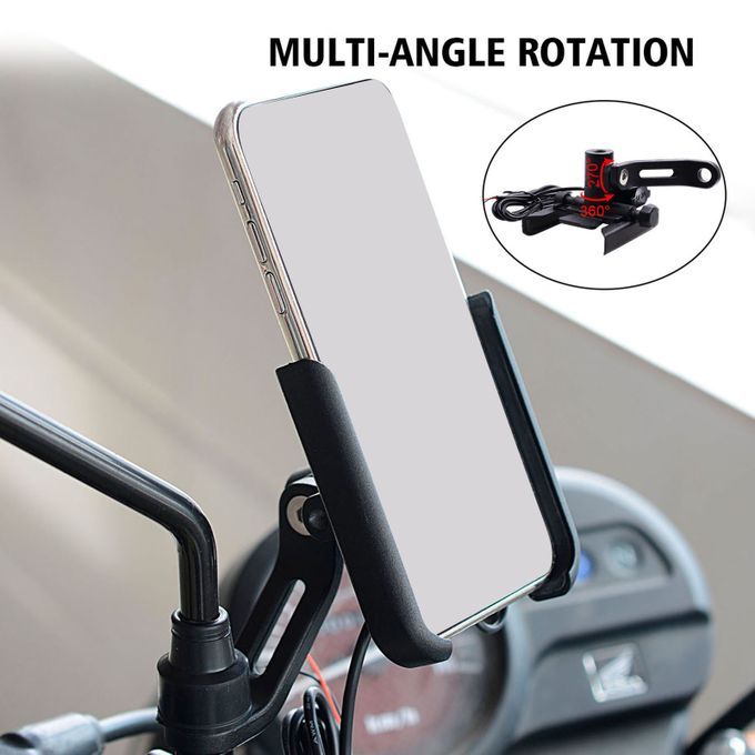 Motorcycle Phone Holder 360-Degree Rotation Bike-Silver