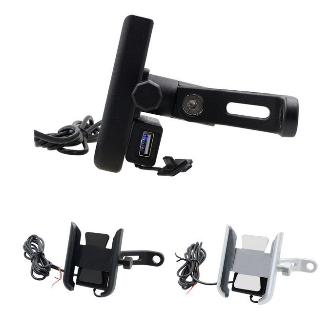 Motorcycle Phone Holder 360-Degree Rotation Bike-Silver