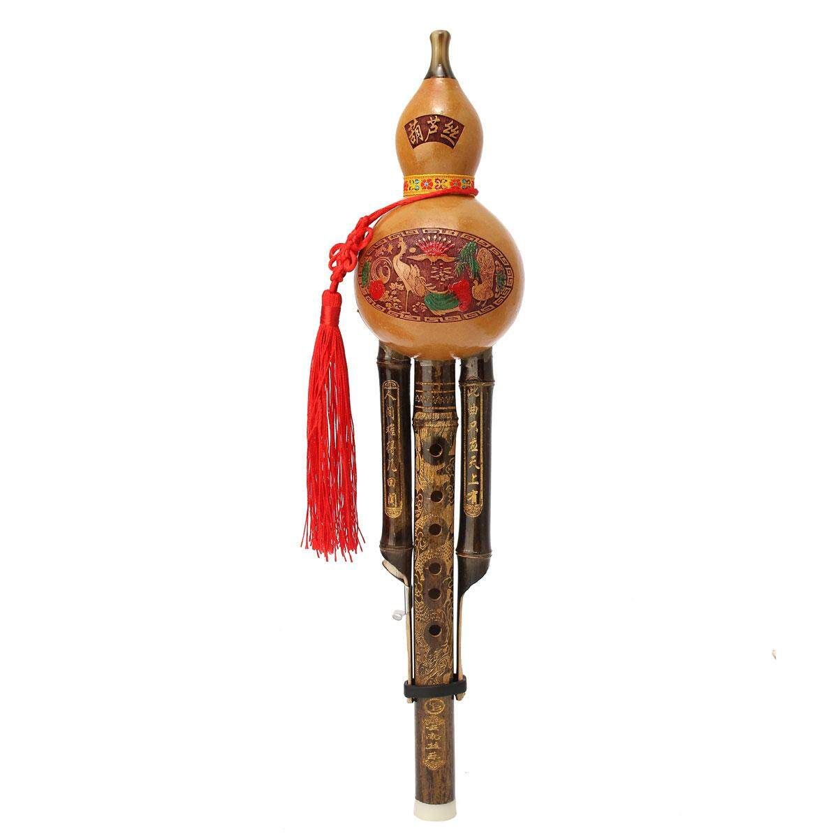 Chinese Hulusi Gourd Cucurbit Flute Bb Yunnan Ethnic Music Instrument Durable