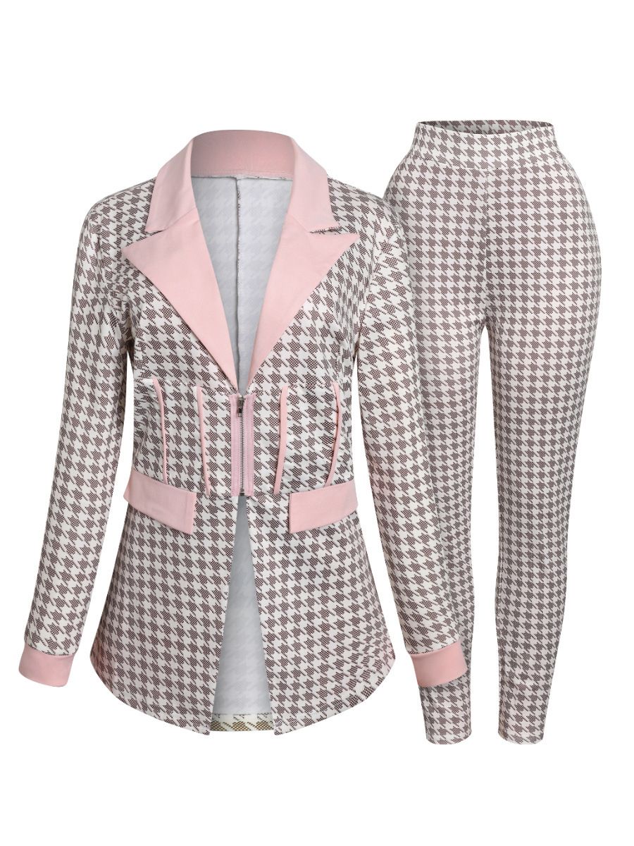 New Blue Collar Suit Pants Elastic Two-piece Set