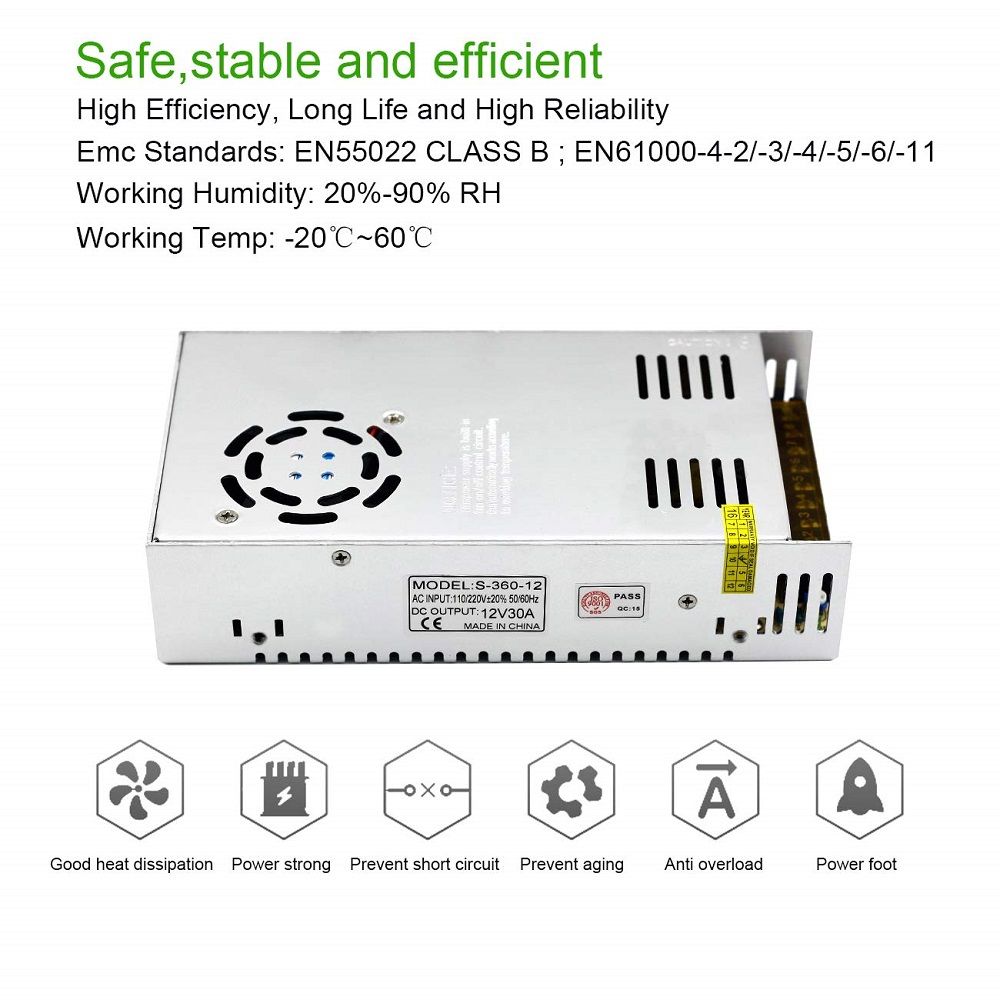 Power Supply AC-DC 12V 3A 5A 10A 15A 20A 30A 40A 42A 60A
