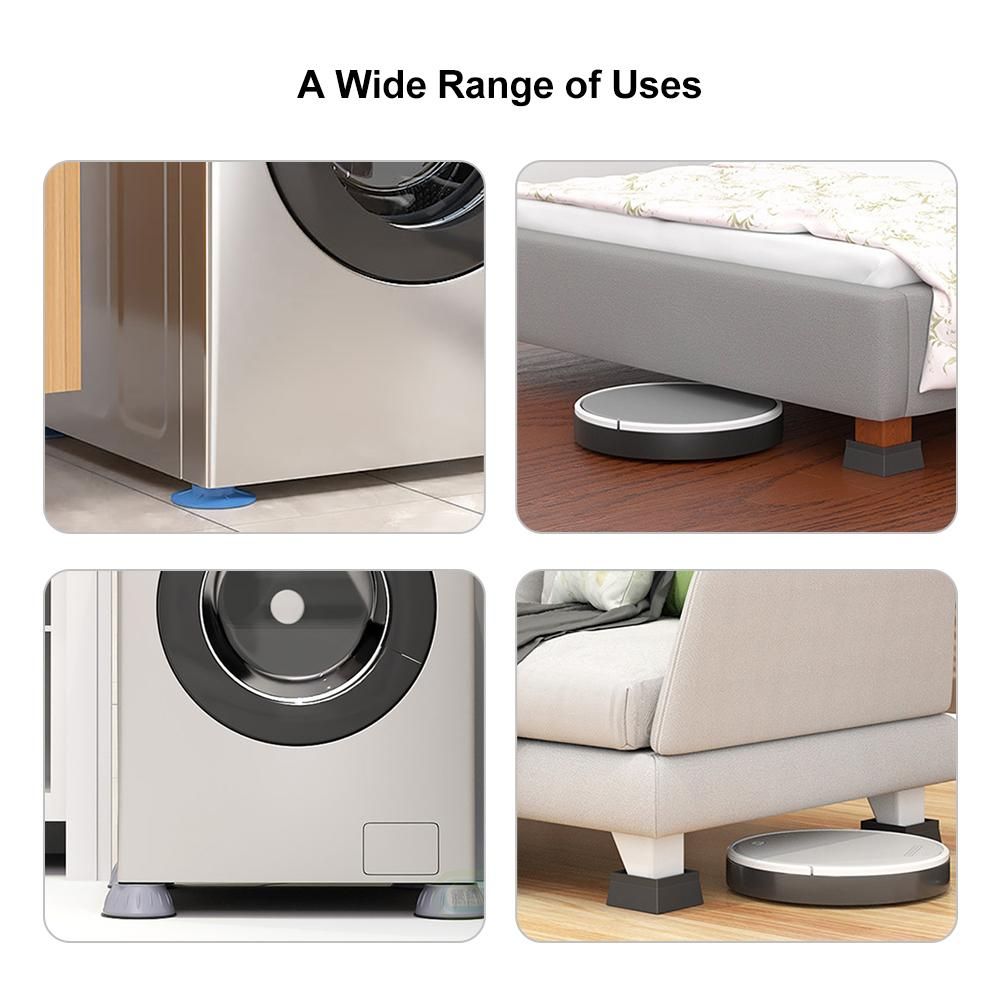 4 Pack Washing Machine Feet Pads Floor Mats Anti Vibration Non-Slip Shock-Proof Noise Cancelling Height Adjustable Pads for Washing Machine Dryer Fridge Furniture Home Appliances