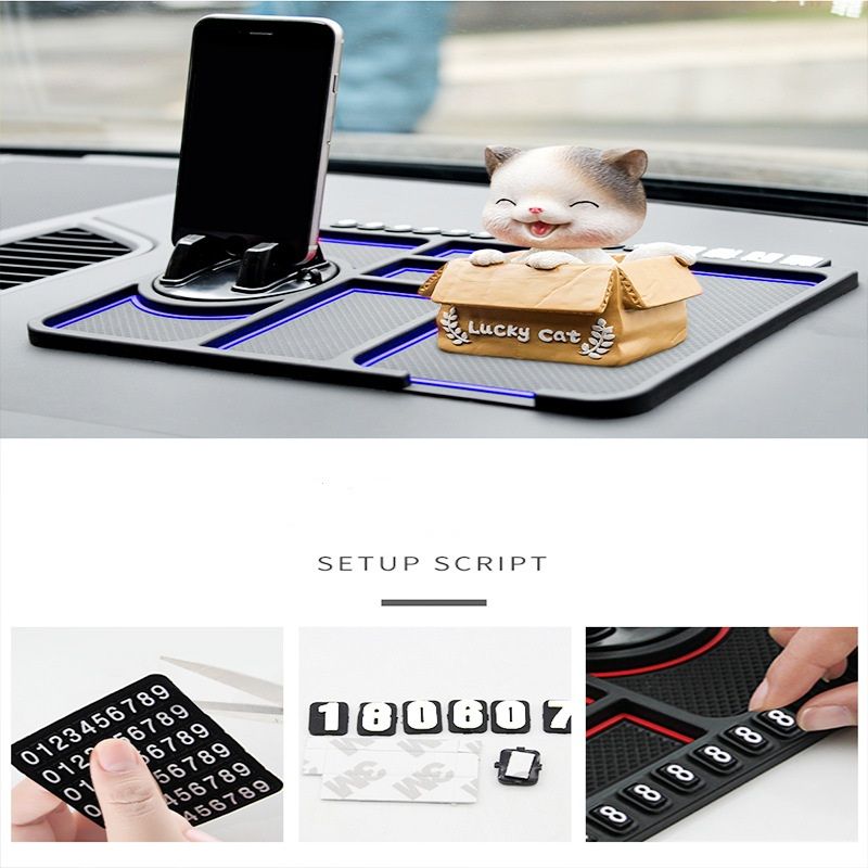 Multi-Function Car Dashboard Phone Holder Anti-slip Mat- Red