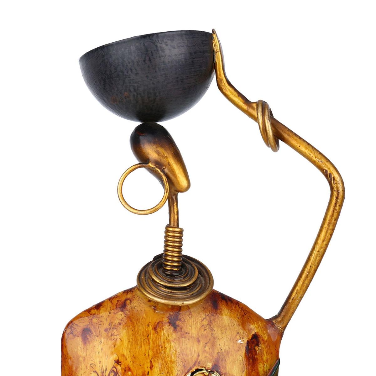 Tooarts African Figurine Sculpture Iron Ornament Tribal Culture Collectiing Artworks Vintage Home Decoration