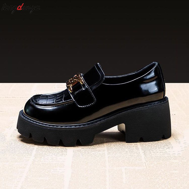 (black)chain Women's Loafers Heels Lolita Shoes Platforms Mary Janes Girls Japanese School Jk  JIN