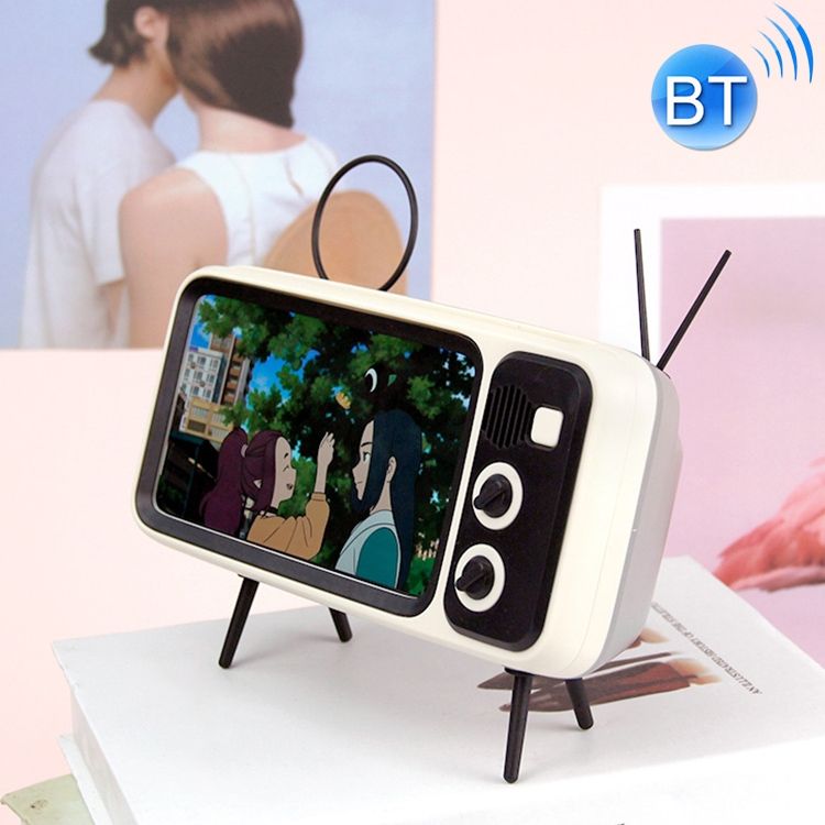 Desktop Retro Bluetooth Audio Mobile Phone TV Stand Lazy Mobile Phone Stand(Silver White)