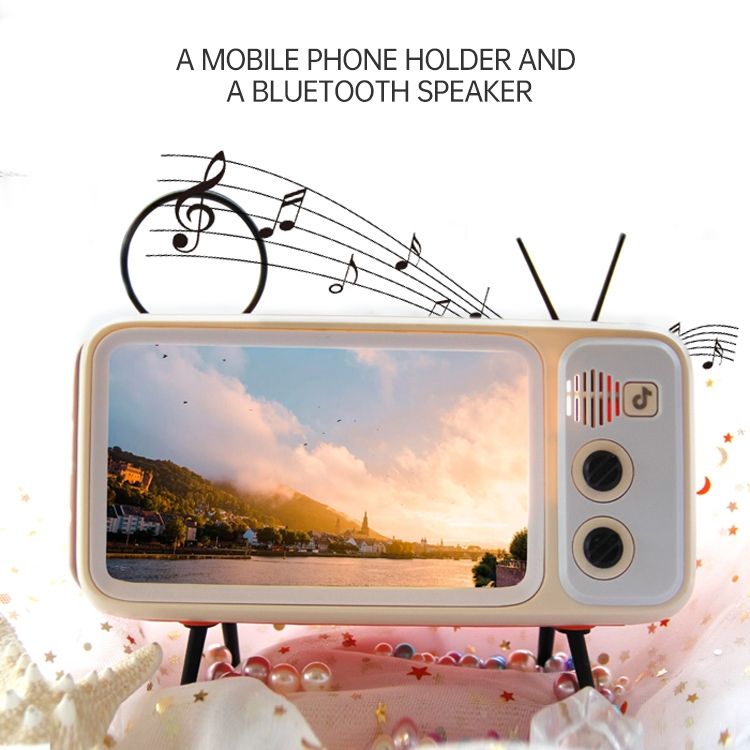 Desktop Retro Bluetooth Audio Mobile Phone TV Stand Lazy Mobile Phone Stand(Silver White)