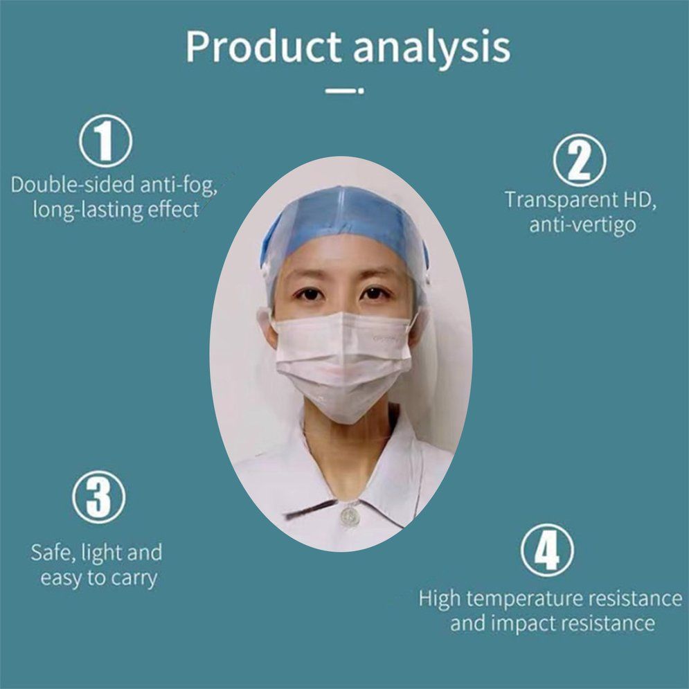 Protective Mask Hat Face Hood Breathable Transparent Dustproof Waterproof Men Women Face Cover Outdoor &Travel 1PCS Transparent