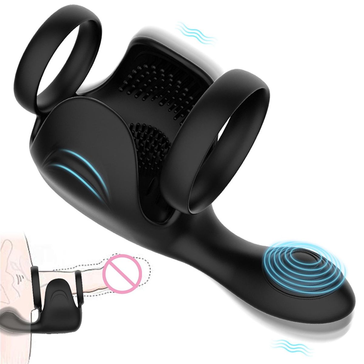 Wtoyu Silicone Vibrating Cock Ring Prostate Stimulator Massager Male Penis Ring 10 Vibration Modes Sex Toys for Men USB Rechargeable Waterproof