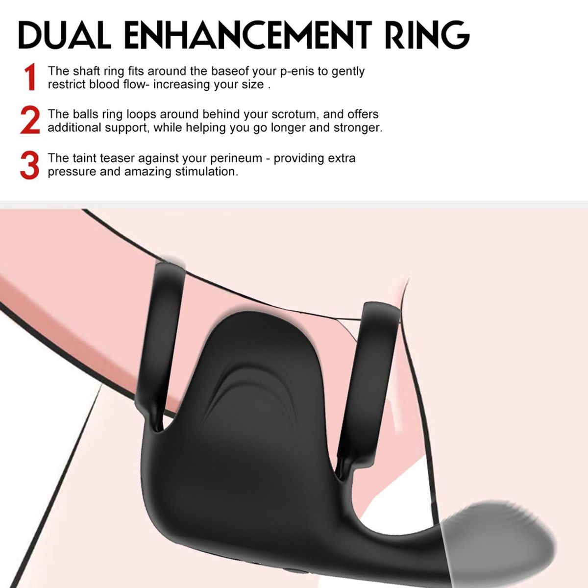 Wtoyu Silicone Vibrating Cock Ring Prostate Stimulator Massager Male Penis Ring 10 Vibration Modes Sex Toys for Men USB Rechargeable Waterproof