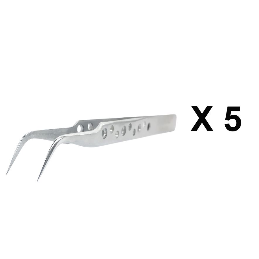 BAKU Precision Tweezers For IPhone Repair Angled Antistatic ESD Tweezers Stainless Steel Antiskid Hollow-out Design Hand Tools-5 Pieces
