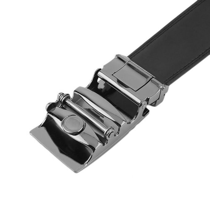 Black Men Waist Strap Classical Automatic Buckle Belt Veritable Leather Black
