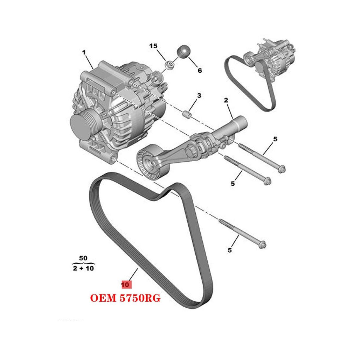 5750RG 6PK905 Drive Belt Fan Alternator -Belt for 308CC RCZ
