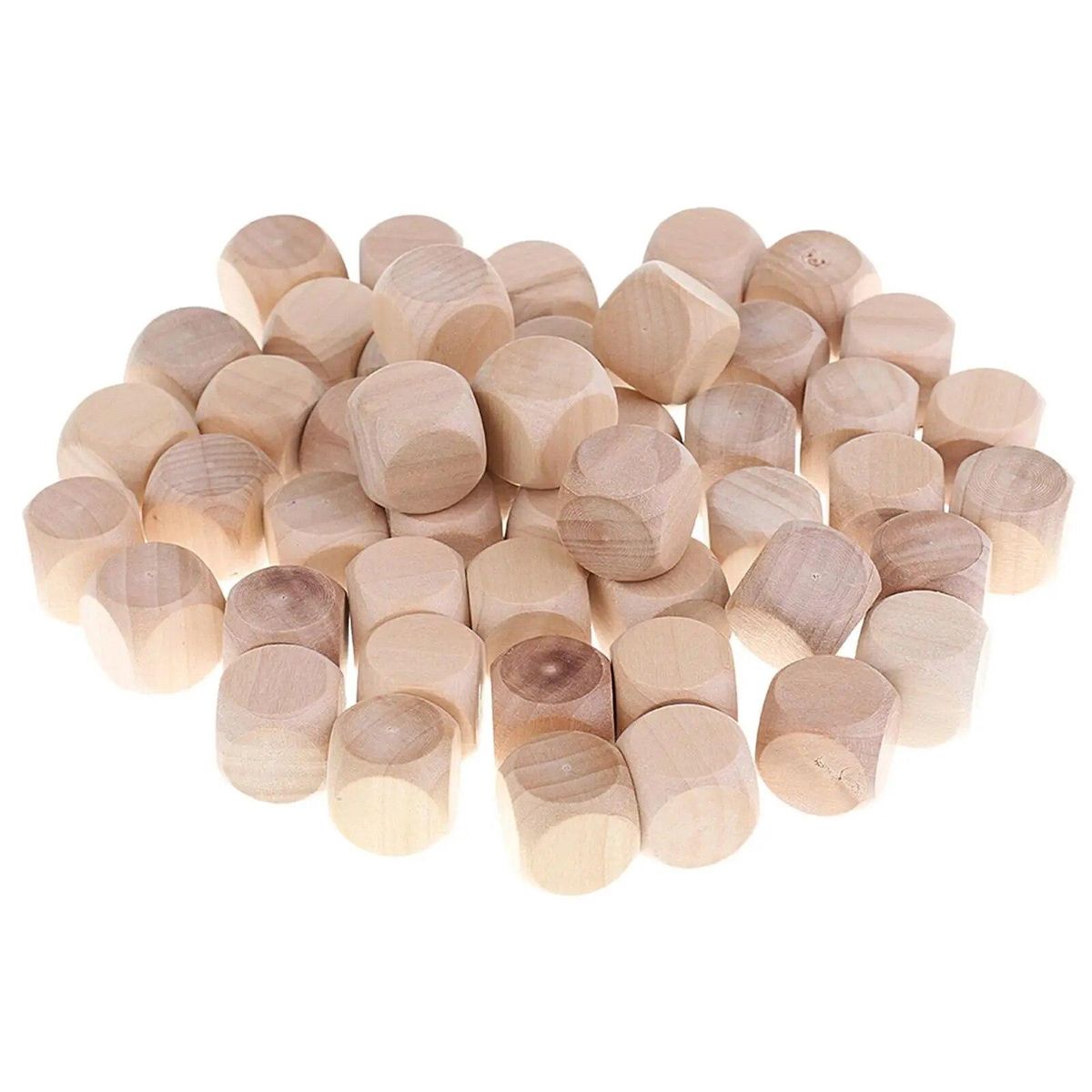 100pcs 10mm Blank Dice Cubes Square Corners, Wooden, D6 Math Dices Set for Board Games, DIY, Fun and Teaching