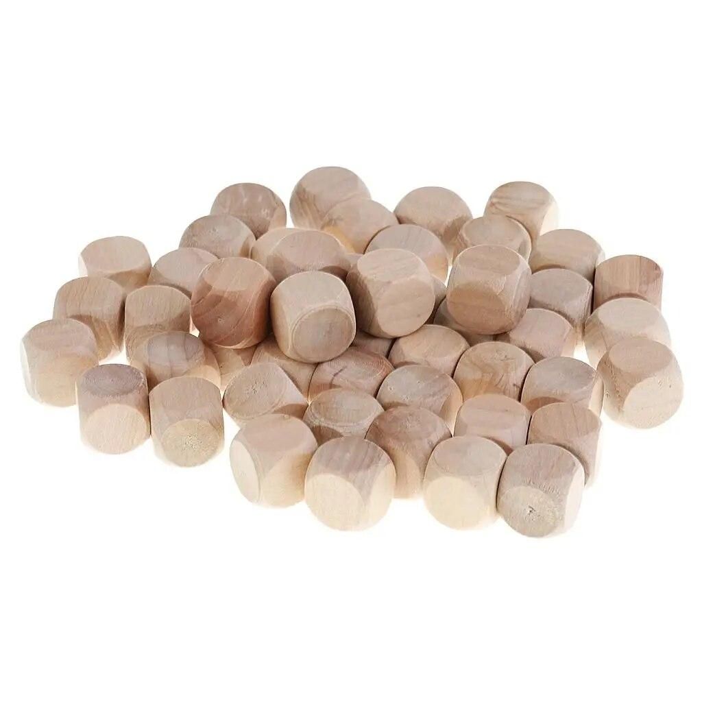 100pcs 10mm Blank Dice Cubes Square Corners, Wooden, D6 Math Dices Set for Board Games, DIY, Fun and Teaching