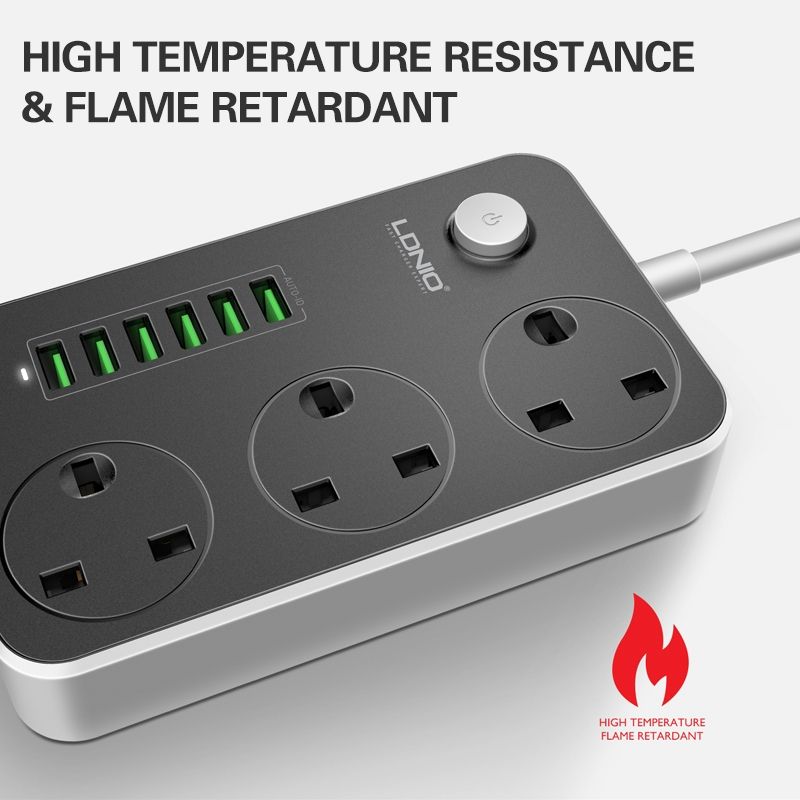 LDNIO 6 X USB Ports Multi-function Socket, Cable Length: 2m, EU Plug